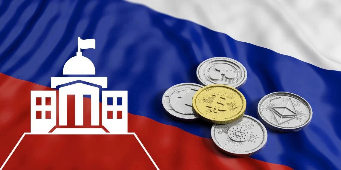 Cryptocurrencies along with Russian Flag