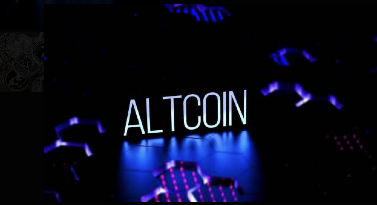 An image showing the word "Altcoin" in purple shade and the text is written in white colour.