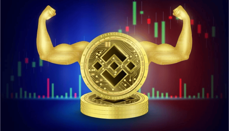 Gold Binance Coin Showing Muscles