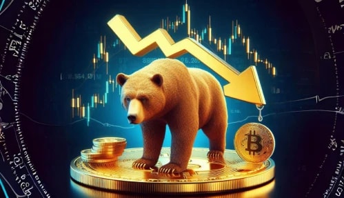 Image of a bear showing Bitcoin going down