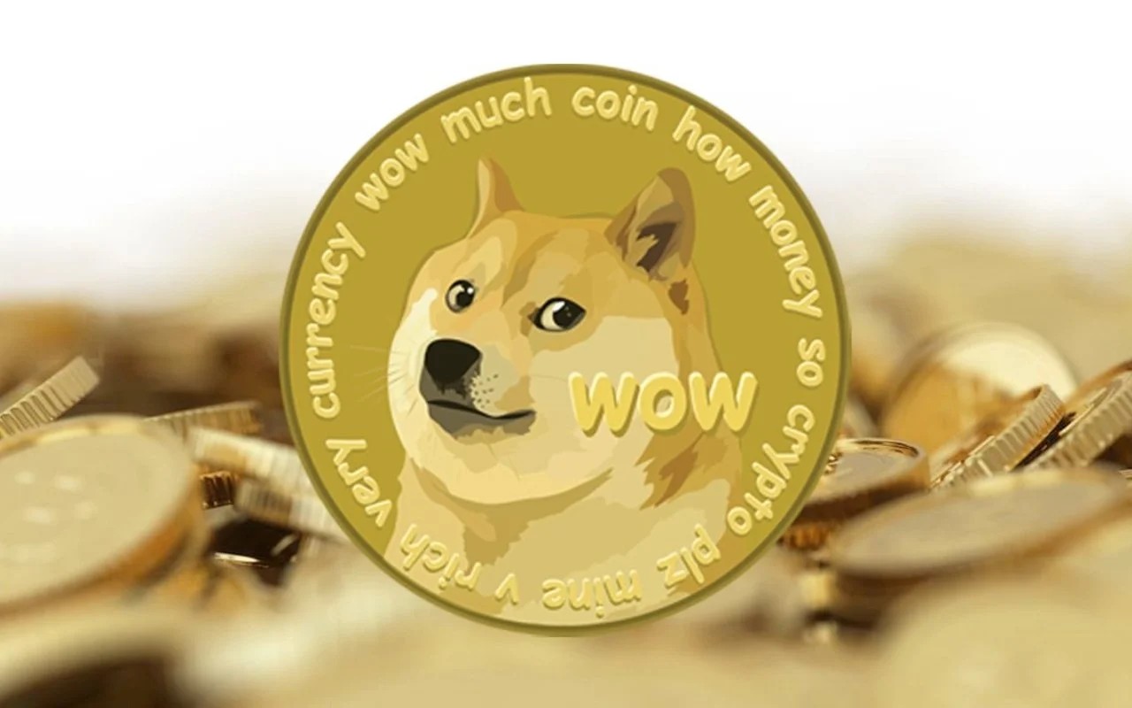 Logo of famous memecoin, dogecoin! It has famous doge shiba inu