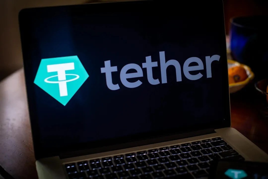 Tether logo on a macbook