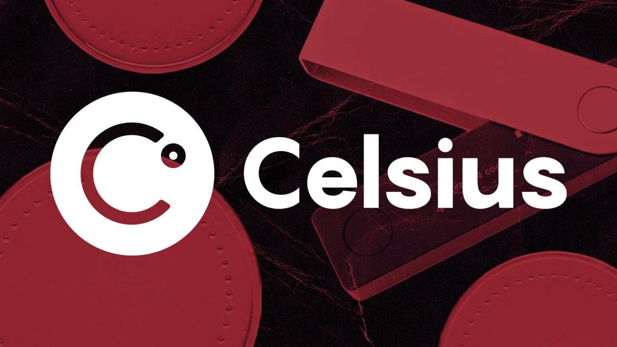 Celsius logo with hardware wallet in background