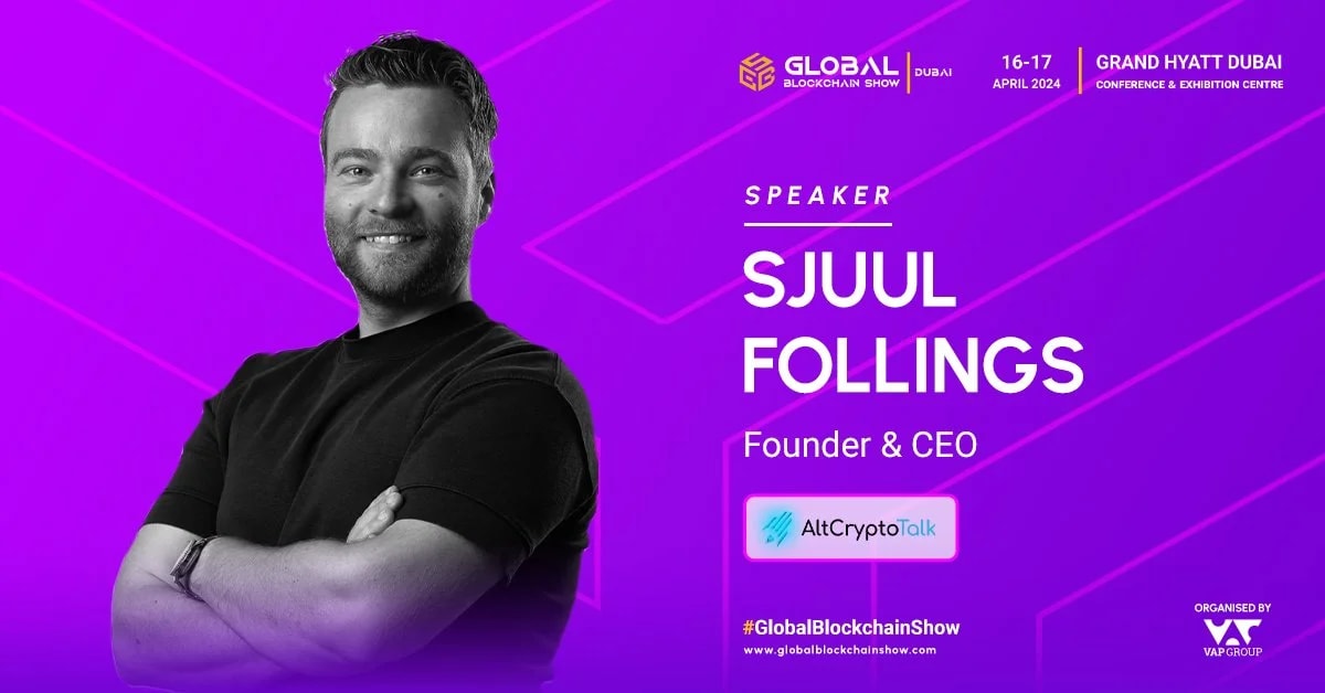 Global Blockchain Show Logo with Sjuul, AltCryptoGem Founder