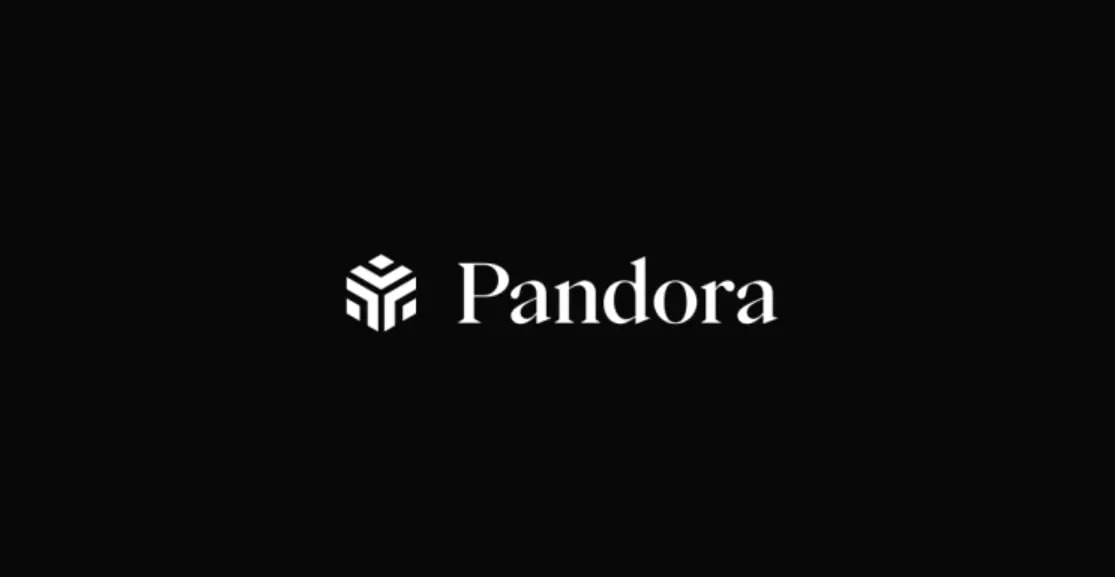 Pandora Logo in white and with black background