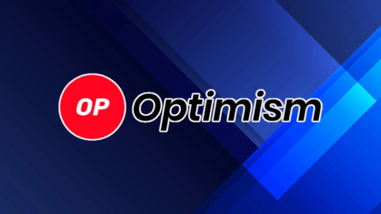 Optimism logo with blue background