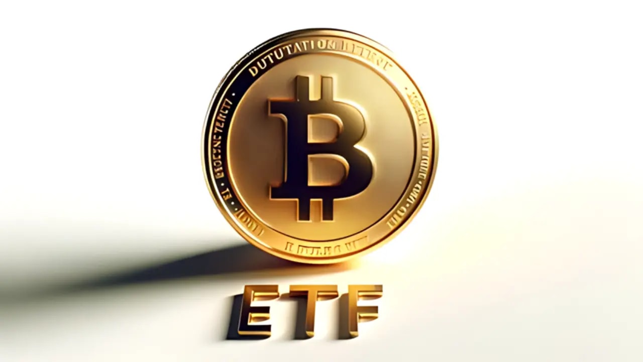 Bitcoin Logo with ETF written on it