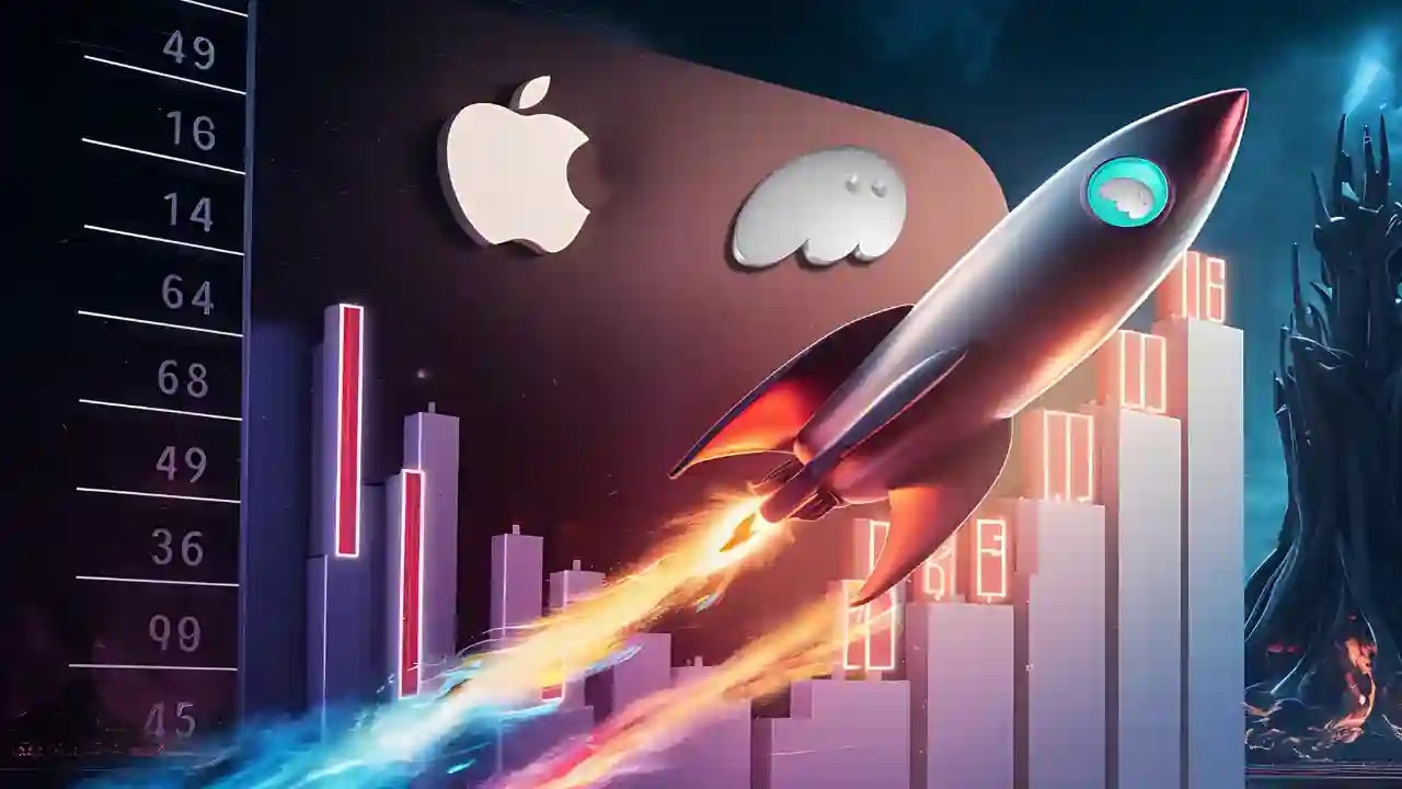 Apple and Phantom wallet logo along with a rocket