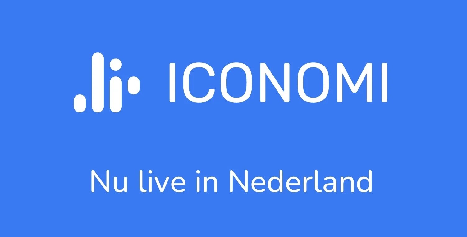 Iconomi logo with blue background and white text 