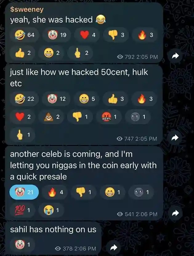 Screenshot from the Telegram group where the hacker claimed that he was behind the hack.