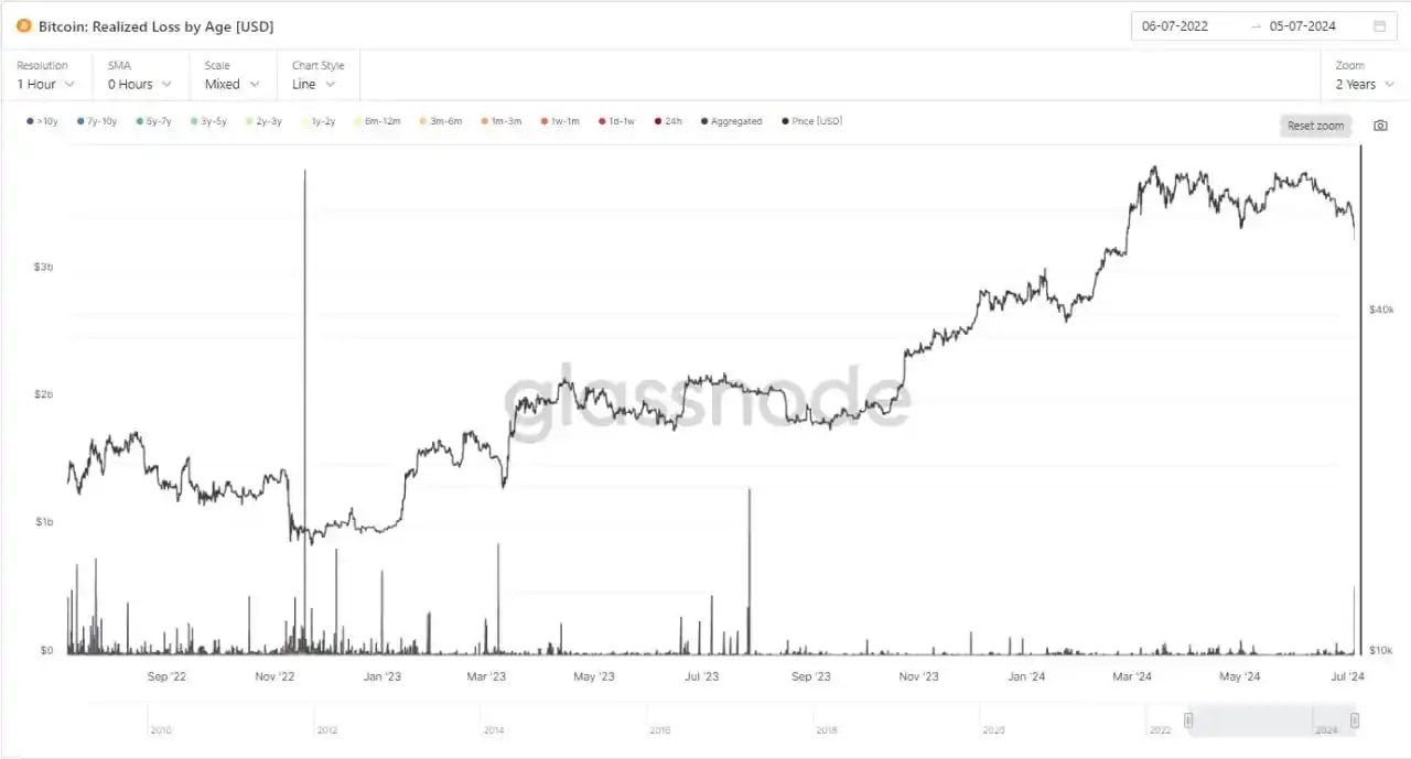 Black and white chart of Bitcoin Realized Loss