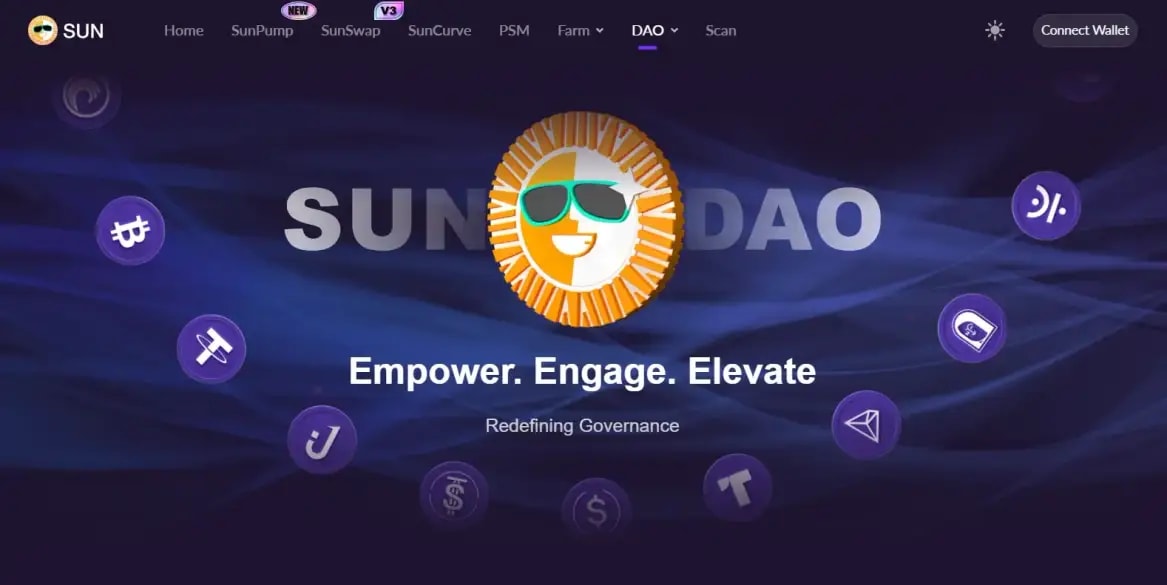 A sketch showing Sun.io front page and its famous slogan "Empower, Engage, Elevate"