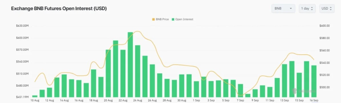 Screenshot showing BNB's Open Interest