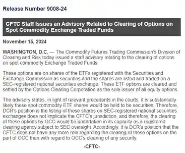 Press release CFTC