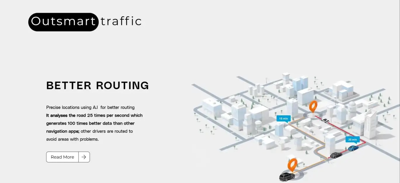 A sketch showing one of NAVI's features: Outsmart traffic.