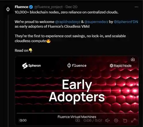 Tweet from Fluence Project's X account