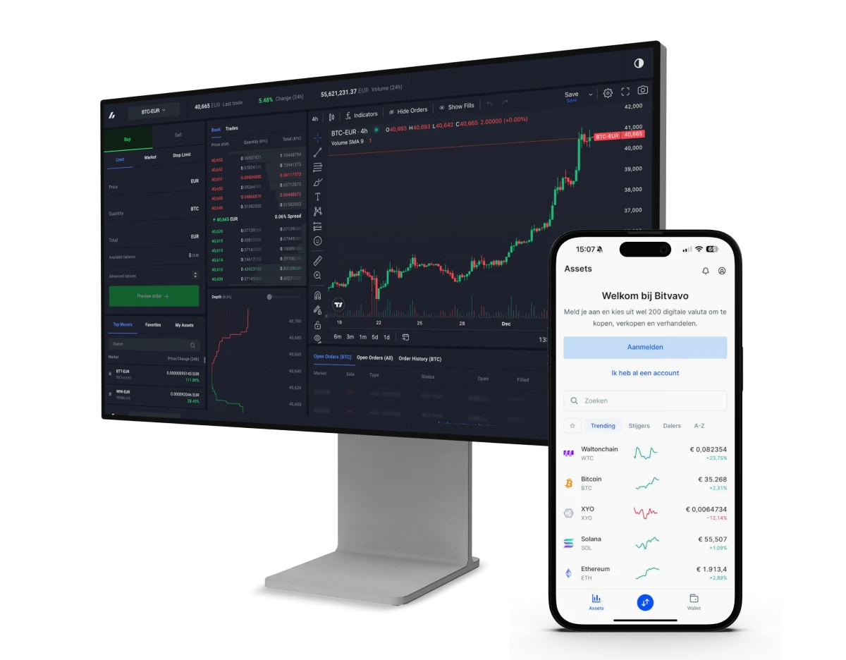 Bitvavo desktop and mobile application