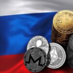 Russian Flag With Cryptocurrencies