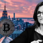 Cathie Wood and Bitcoin Logo