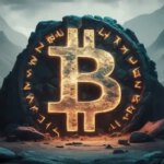 Bitcoin Runes engraved on a stone