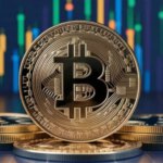 Bitcoin and charts in background