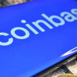 Coinbase logo on a phone