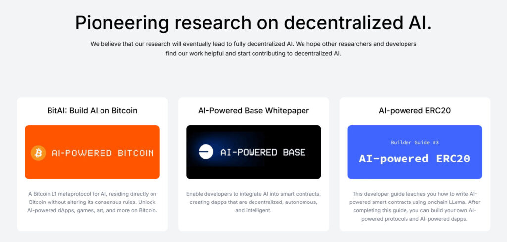 Eternal AI features like BitAI, AI-Powered Base and AI-Powered ERC20.