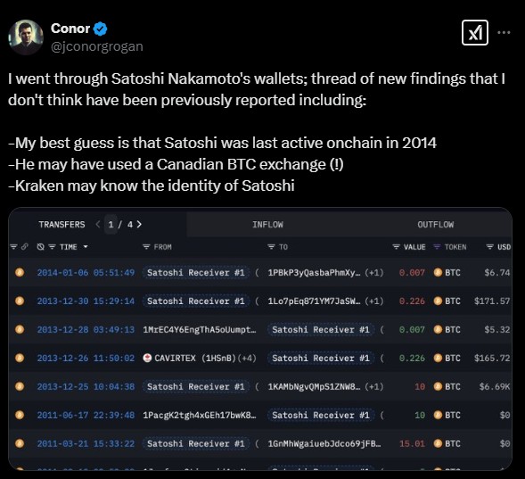 Satoshi’s wallets analyzed for hidden clues.