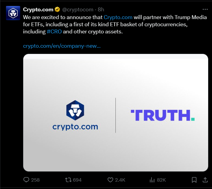 Trump Media joins with Crypto.com