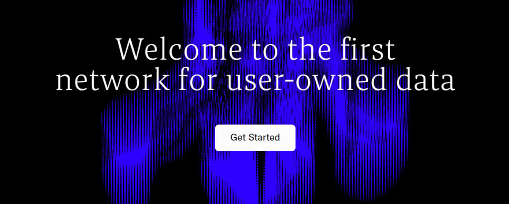 A screenshot of Vana website showing its motto: First Network for User-owned data.