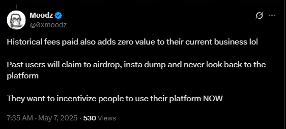 Moodz discusses OpenSea's airdrop value concerns.