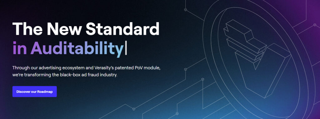 A screenshot of VRA website front page showing its motto: The New Standard in Auditability.