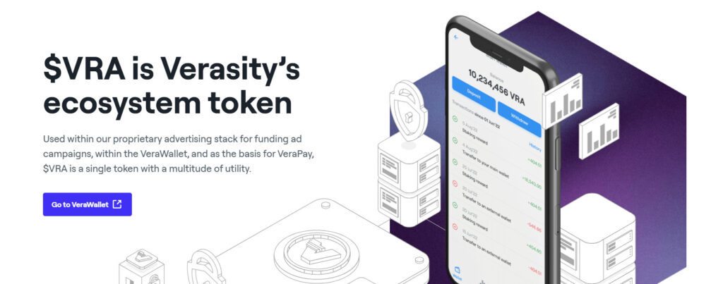 a screenshot from the website showing VRA token.