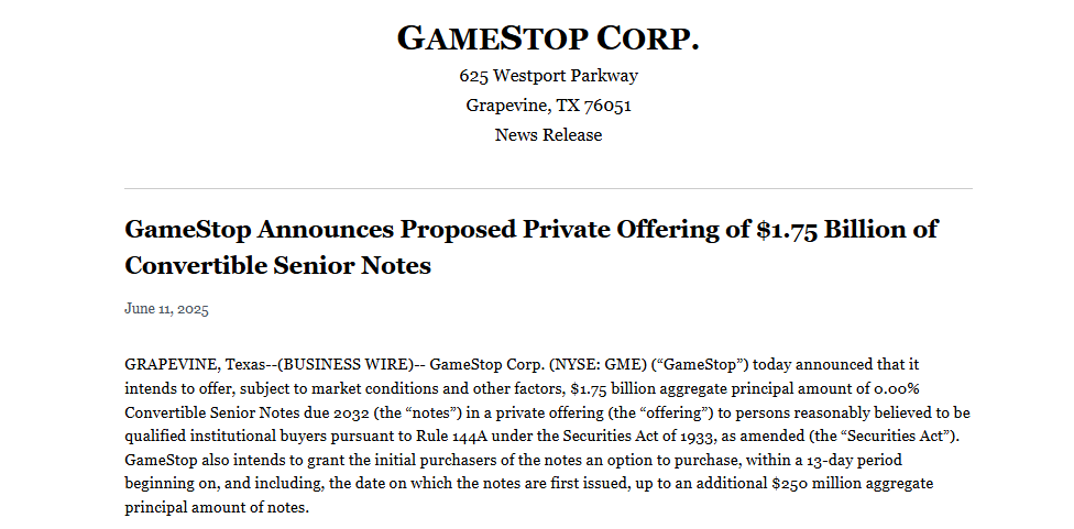 GameStop Seeks Investor Support