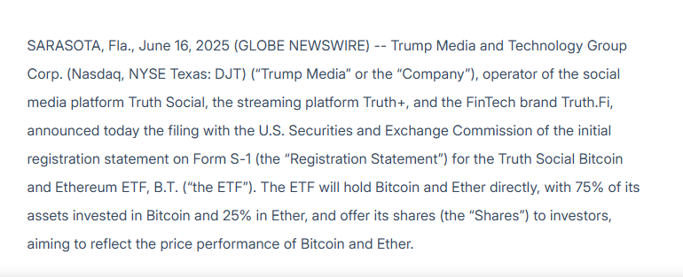 ETF Filing for Bitcoin and Ethereum Announced.