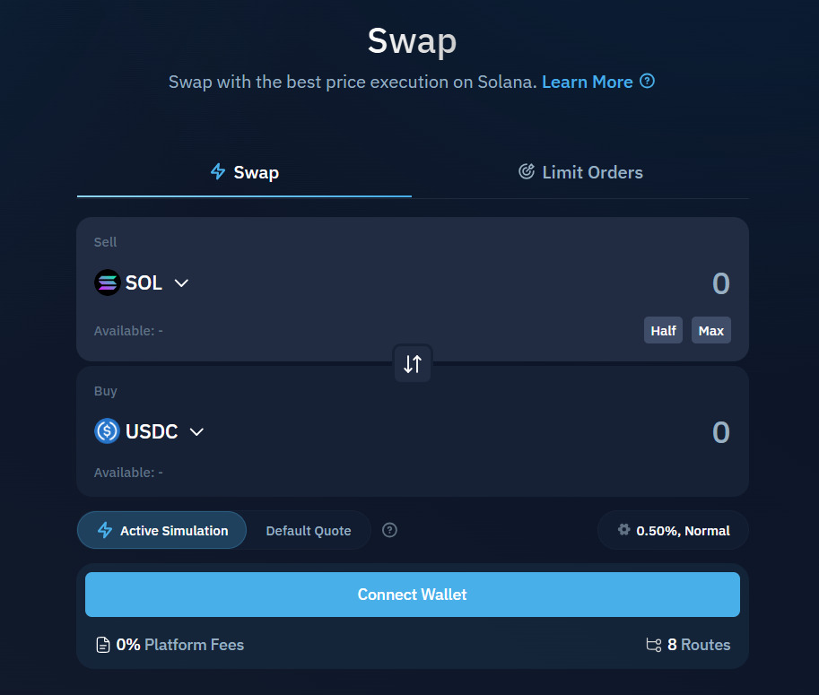 A screenshot from Kamino website showing how simply it is to Swap.