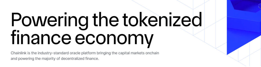 A screenshot from LINK website showing its MOTTO: Powering the tokenized finance economy.
