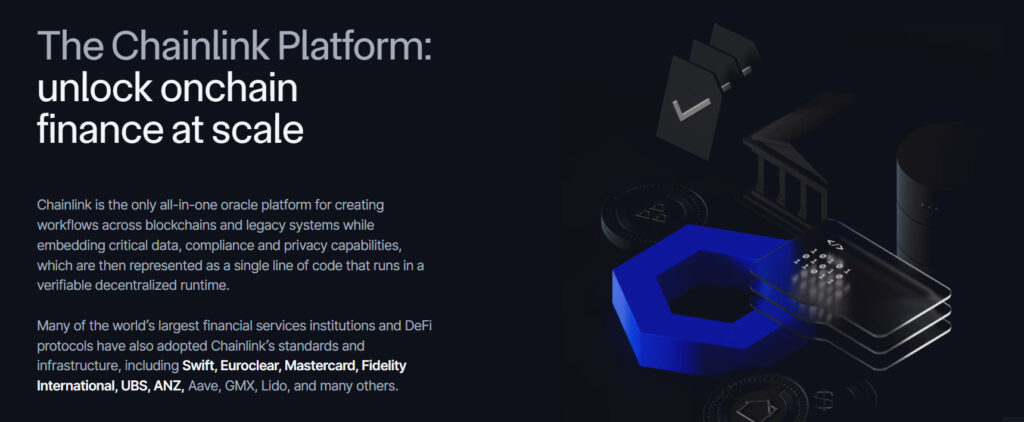 A screenshot from the website showing how Chainlink works.