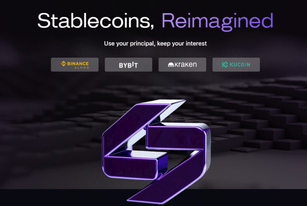A screenshot from the website showing its MOTTO: Stablecoins, Reimagined.